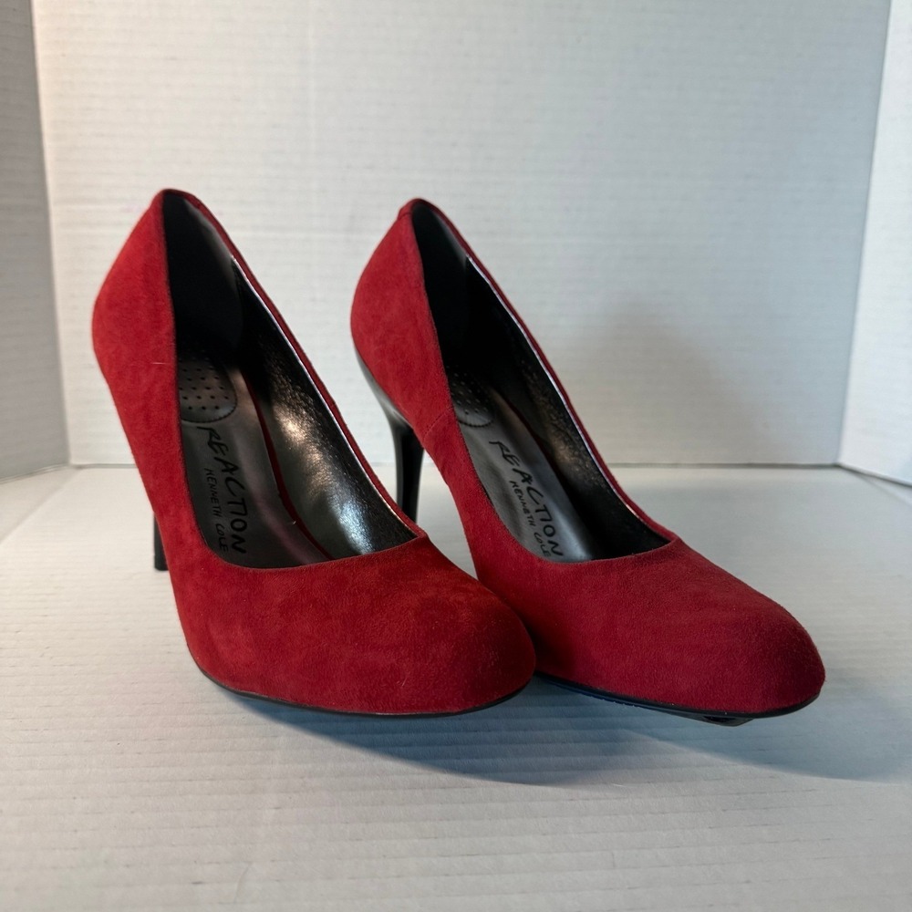 Kenneth Cole Reaction Joni Lee Red Suede Black Stiletto Pumps Mens 7 Med